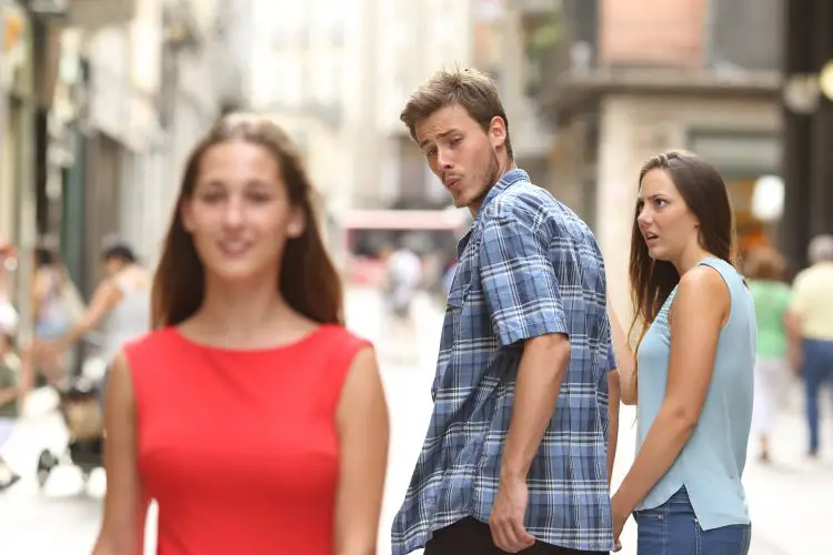 Man looking at girl meme.