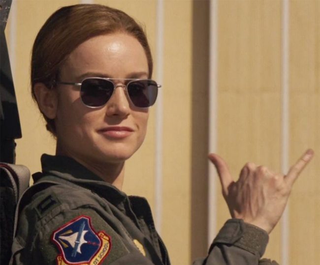 Brie Larson wearing American Optical aviators in Captain Marvel