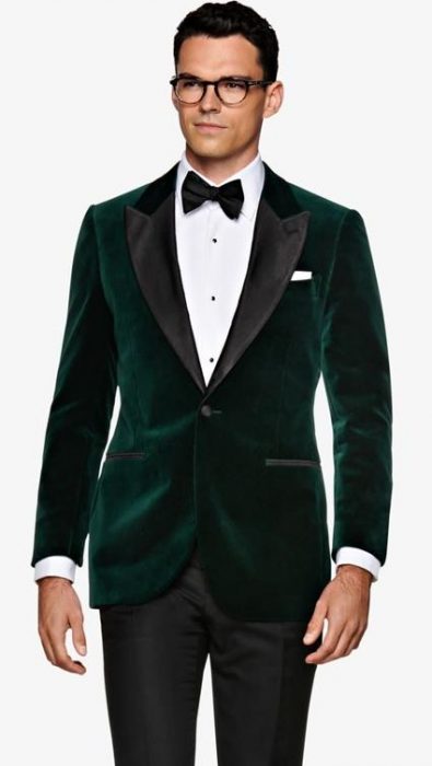 Bottle green Suitsupply dinner jacket with peaked tuxedo lapels